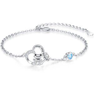 Animal Frog Silver Bracelet for Women 7+2in Sterling Silver Zirconia Gift